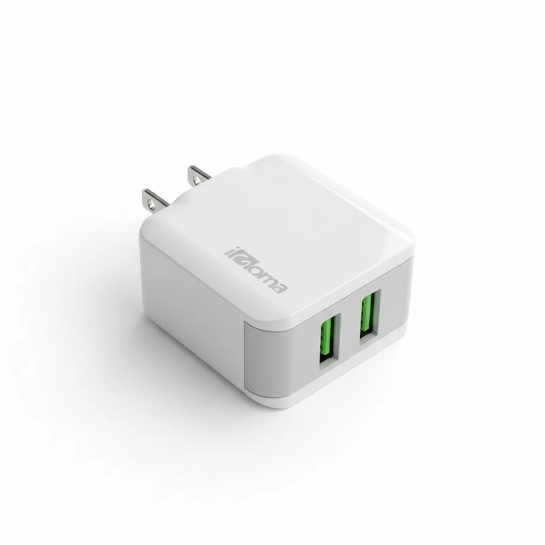 IG-CYE-CAP-CH62-MIC-BLA.1 Cargador Igoma Cell 2 Puertos Tipo Micro Con Cable Blanco - Image 1