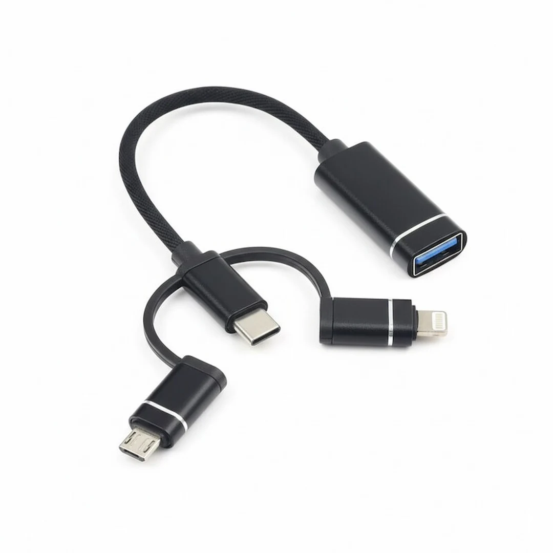 JT-CAB-ADA-RXY006E-VAR-NEG.1 Cable Jaltech OTG 3 in 1 - Lightning, C, y Micro a USB - Image 1